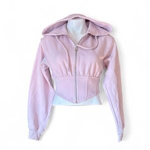 H&M cropped corset zip up hoodie size small